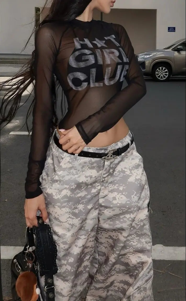 H*T GIRL CLUB: Transparent Mesh Top