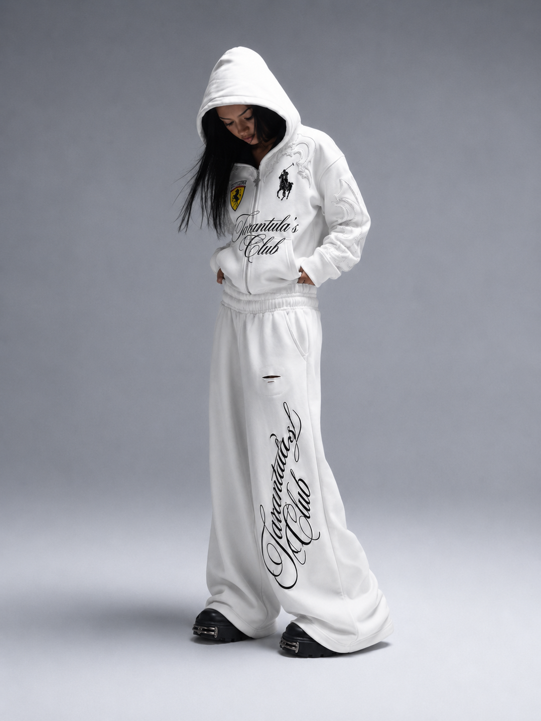 White Royal Crest Zipper hoodie