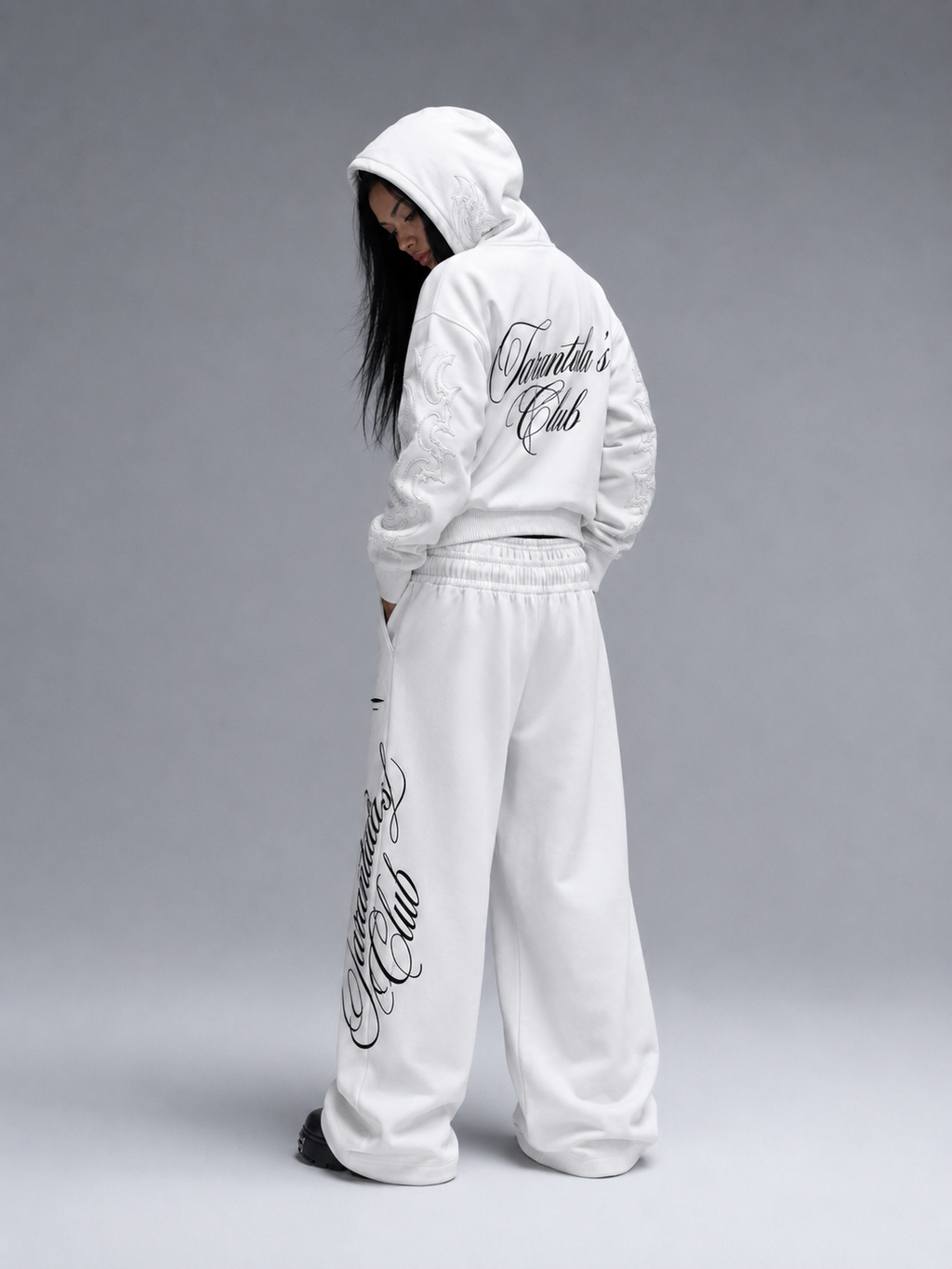 White Double Crown Wide-Leg Pants