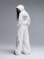 White Double Crown Wide-Leg Pants