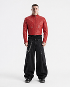 Blood Crimsom Armor-Style Biker Jacket