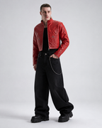 Blood Crimsom Armor-Style Biker Jacket