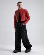 Blood Crimsom Armor-Style Biker Jacket
