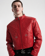 Blood Crimsom Armor-Style Biker Jacket