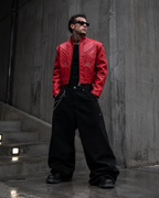 Blood Crimsom Armor-Style Biker Jacket