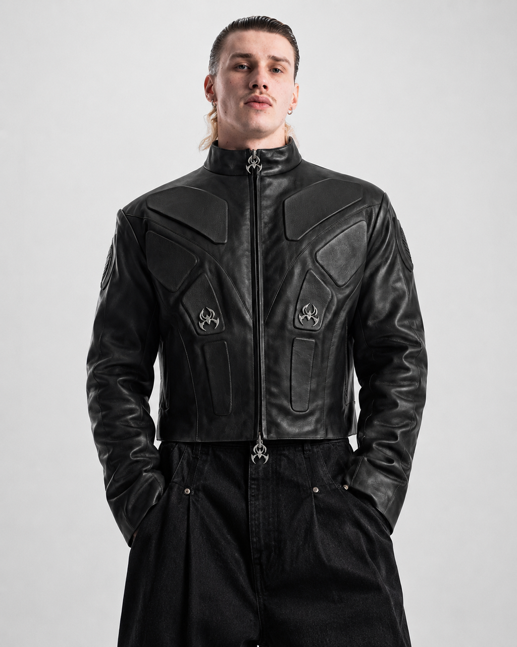 Blood Crimsom Armor-Style Biker Jacket