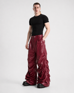 Crinkled Faux Leather Wide-Leg Pants