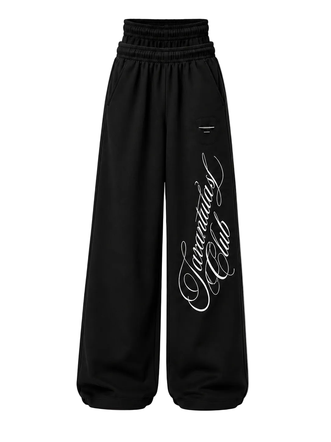 White Double Crown Wide-Leg Pants