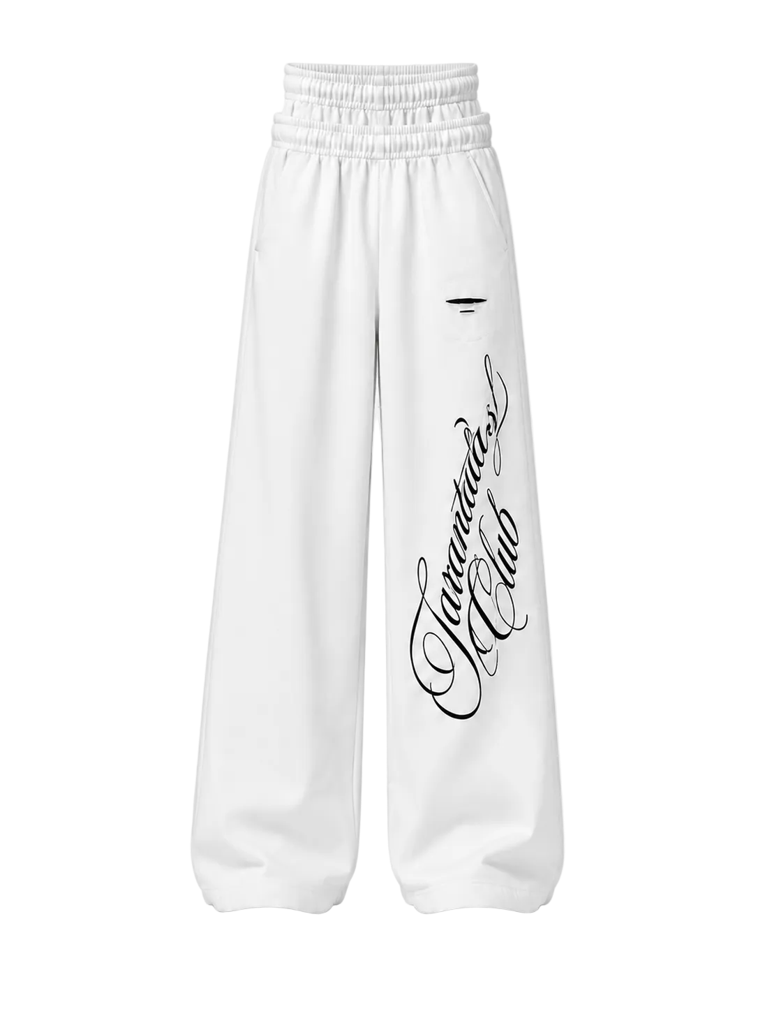 White Double Crown Wide-Leg Pants
