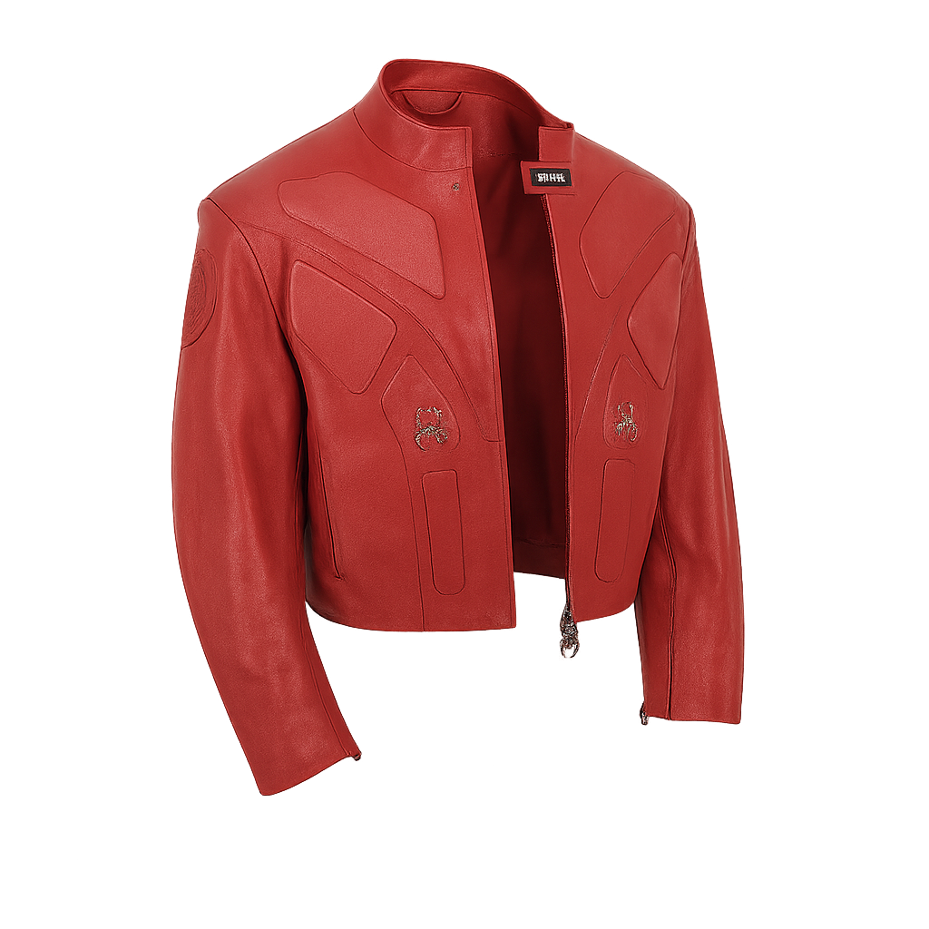 Blood Crimsom Armor-Style Biker Jacket