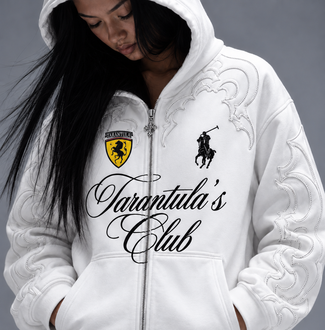 XIII White Royal Crest Zipper hoodie