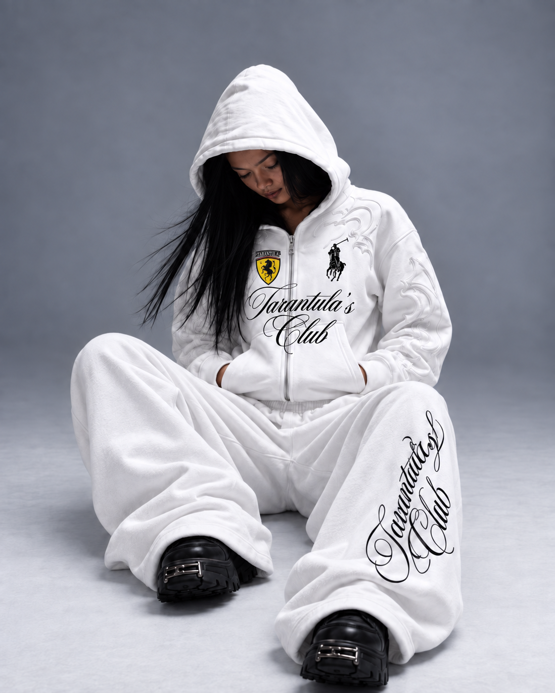 XIII White Royal Crest Zipper hoodie