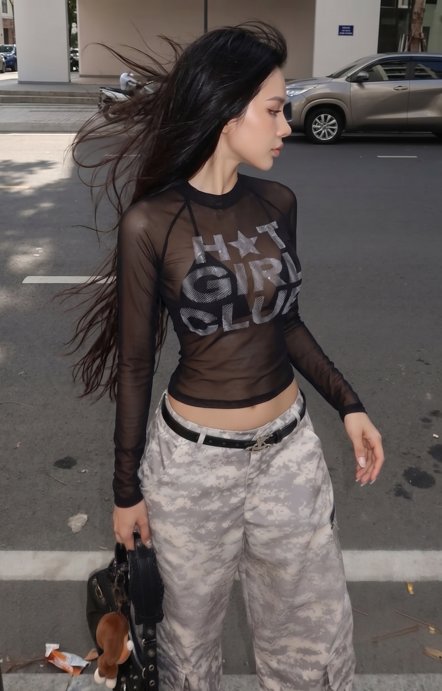 H*T GIRL CLUB: Transparent Mesh Top