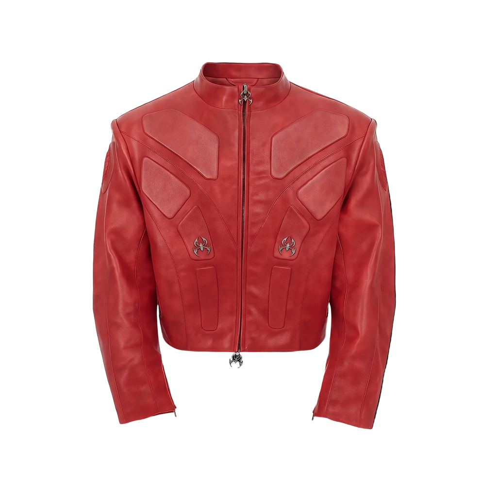 Blood Crimsom Armor-Style Biker Jacket