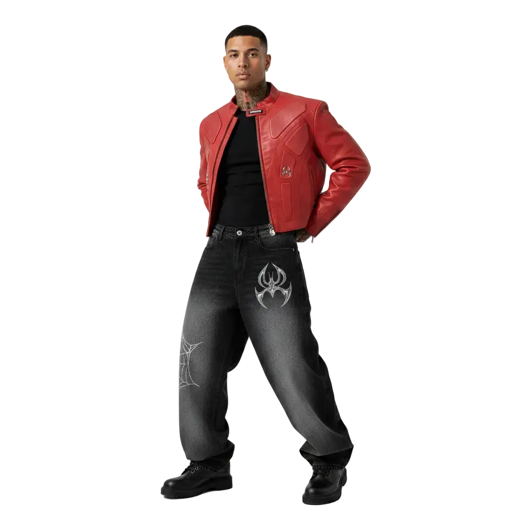 Blood Crimsom Armor-Style Biker Jacket tarantulaclub