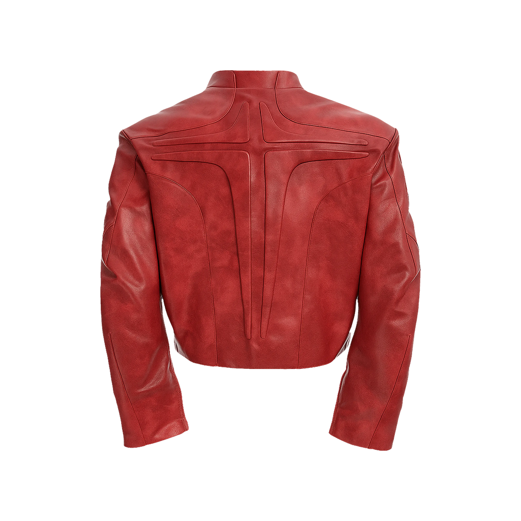 Blood Crimsom Armor-Style Biker Jacket tarantulaclub