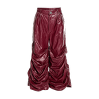 Crinkled Faux Leather Wide-Leg Pants tarantulaclub