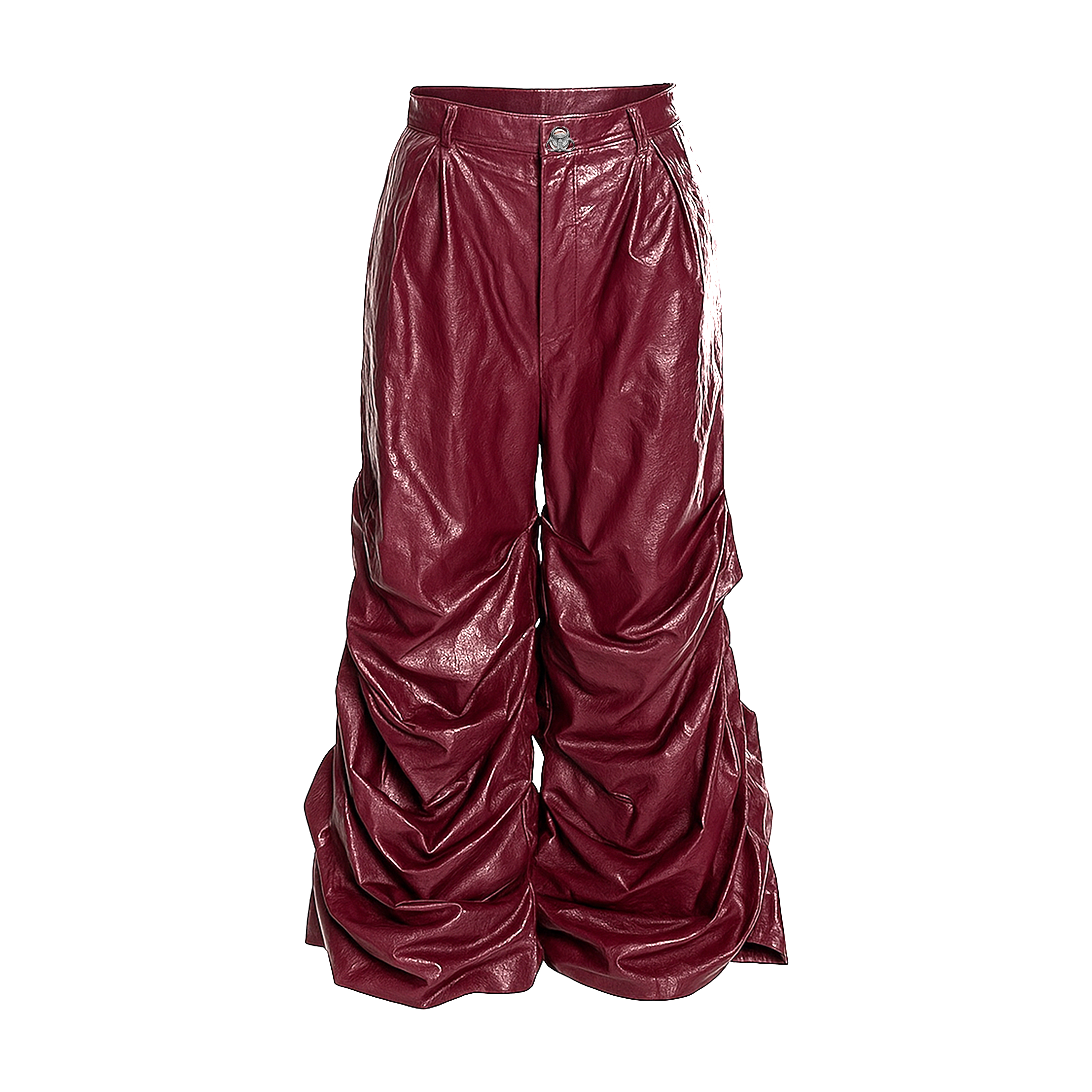 Crinkled Faux Leather Wide-Leg Pants