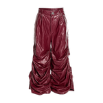 Crinkled Faux Leather Wide-Leg Pants tarantulaclub