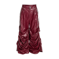 Crinkled Faux Leather Wide-Leg Pants tarantulaclub